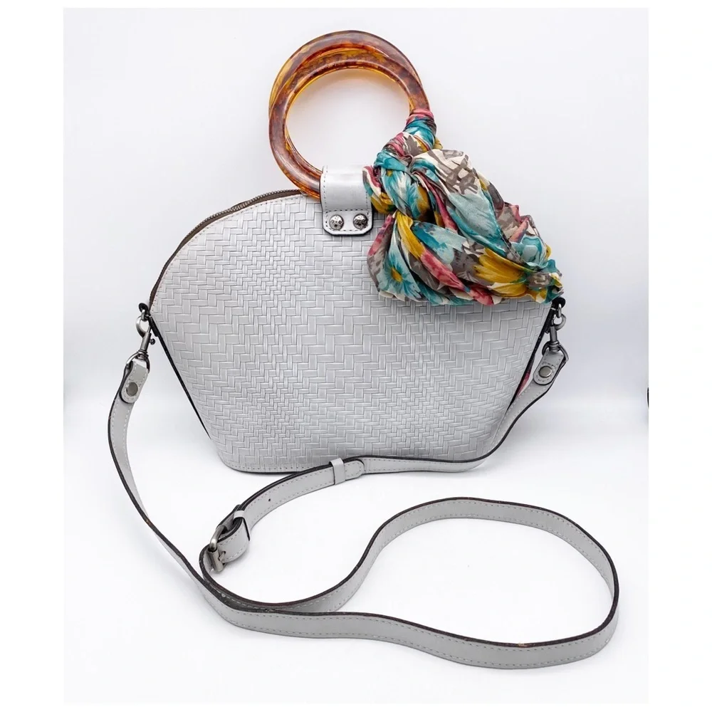 NWT Patricia Nash Meldola Dome Satchel‎ in Light Grey - Picture 6 of 12